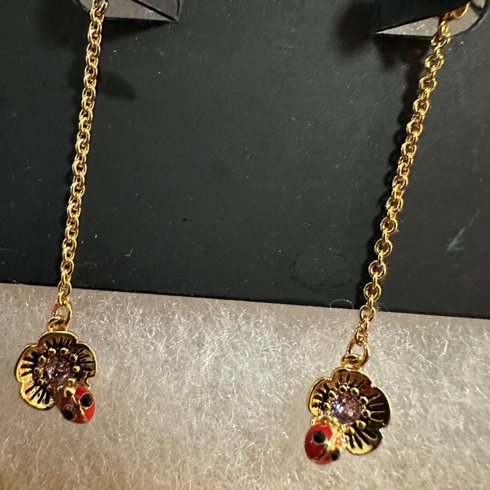 Coach Gold Tone Rhinestone with Flower & Ladybug - Picture 2 of 2